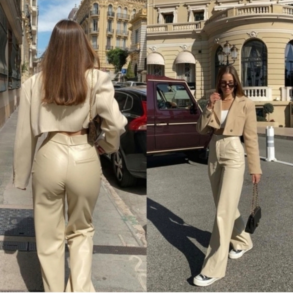 Zara Faux Leather Full Length Pants Bloggers Favorite. - Picture 3 of 12